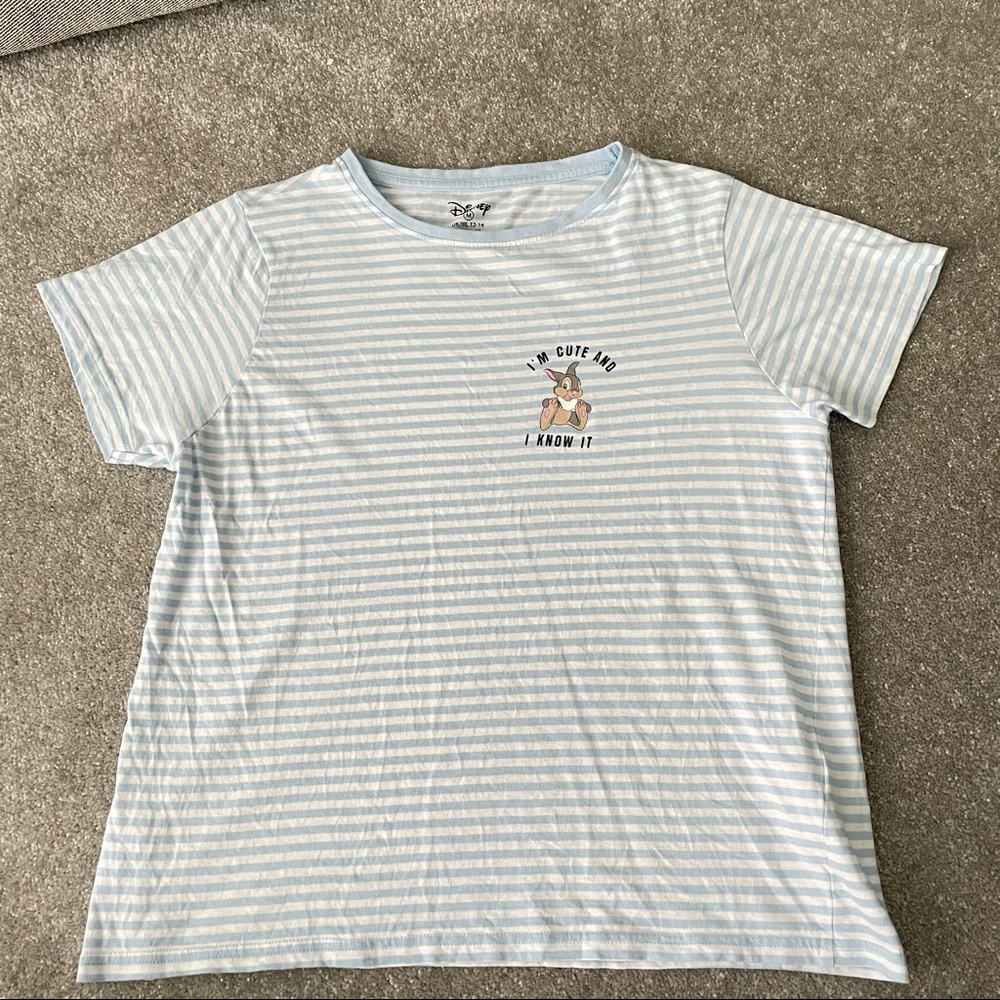 Primark Disney Thumper “I’m cute & I know it” Baby & Blue White Striped T shirt